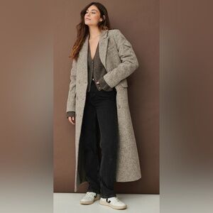 Women's Taupe Brown Double Button Wool Coat Claire Rose x NA-KD